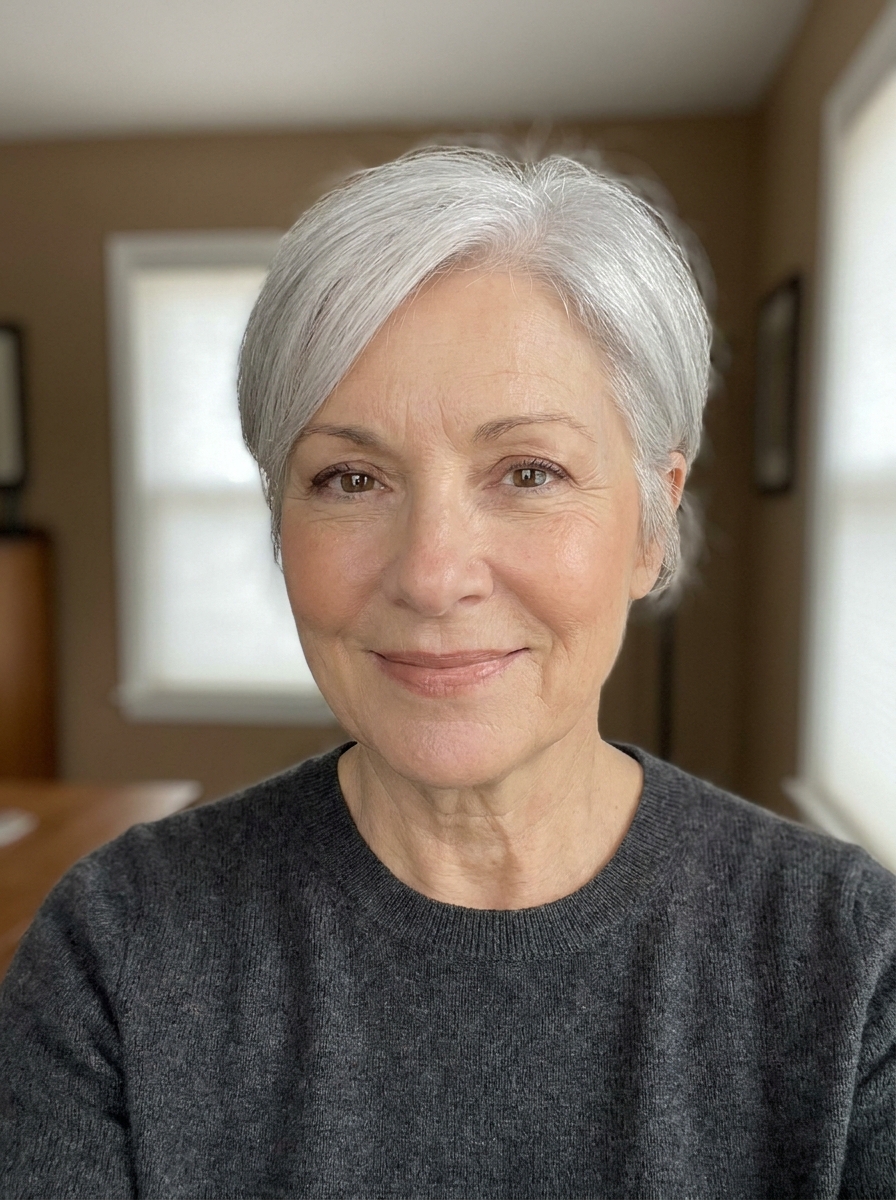 Silky Pixie in Silber als Kurzhaarfrisuren für Damen ab 60 Inspiration 2026
